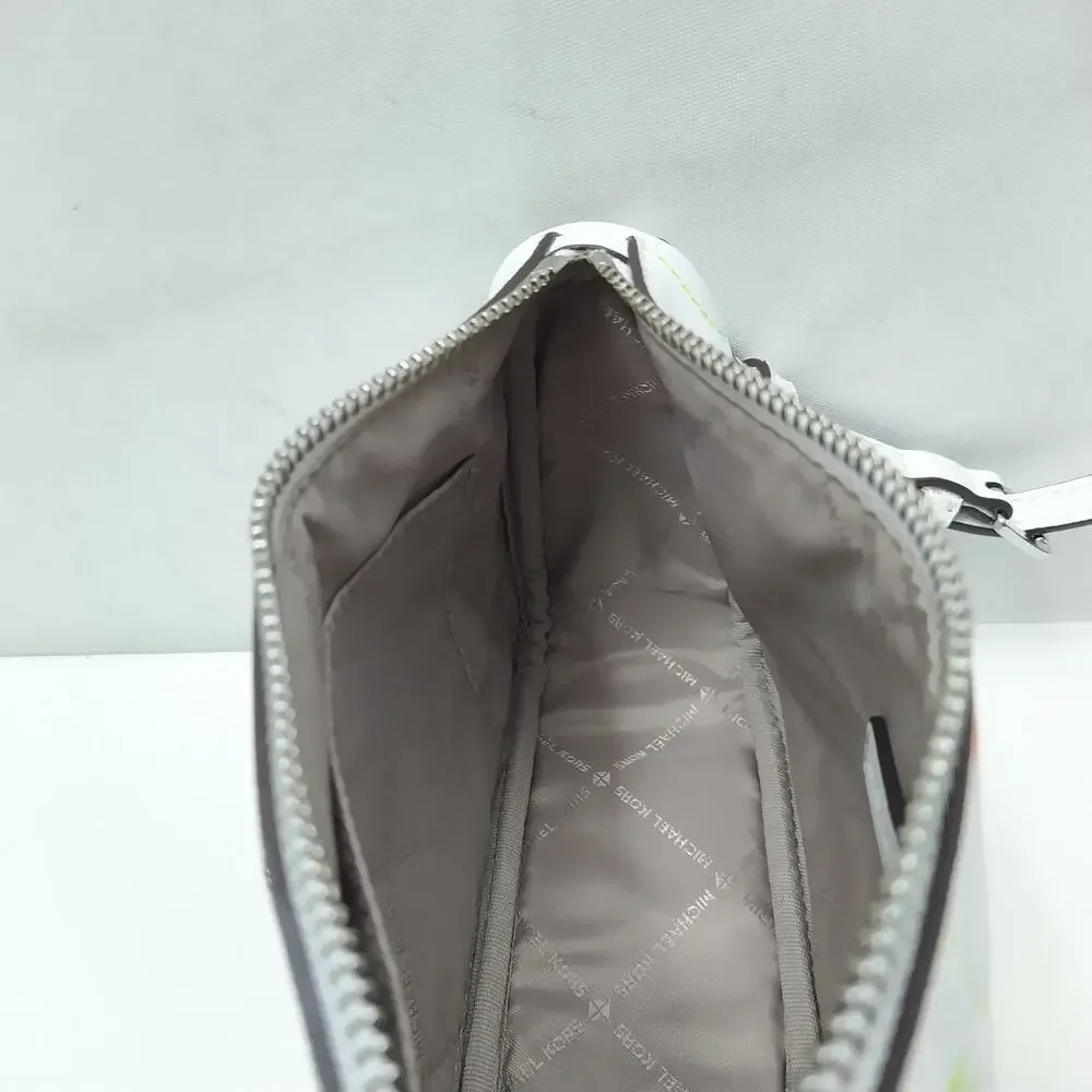 Michael Kors Jet Set White Leather Airplanes Printed Zipper Hobo Bag - NWT